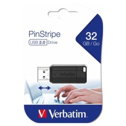 Memoria flash USB 32 GB Verbatim PinStripe, USB tipo A 2.0, Negro