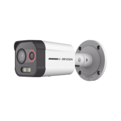 Bala IP Dual, Térmica 2.6 mm (96 x 72), Óptico 6 mm (4 Megapixel), Detección de Intrusión por VCA 30 mts /30 mts Luz Blanca, Ext