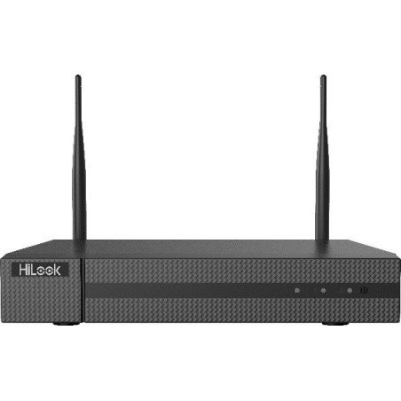 NVR 4 megapixel, 4 canales IP, 1 bahía de disco duro, 2 antenas WiFi, salida de vídeo Full HD
