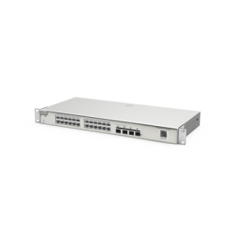 Switch Administrable Capa 2+ Plus, con 24 puertos Gigabit, 4 puertos SFP+ para fibra 10Gb, gestión gratuita desde la nube.
