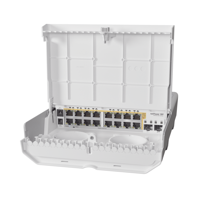 Switch administrable Sistema Operativo Dual, 16 puertos c/PoE, 2 puertos 10G SFP+ para Exterior (netPower 16P) Switch administrable Sistema Operativo Dual, 16 puertos c/PoE, 2 puertos 10G SFP+ para Exterior (netPower 16P)