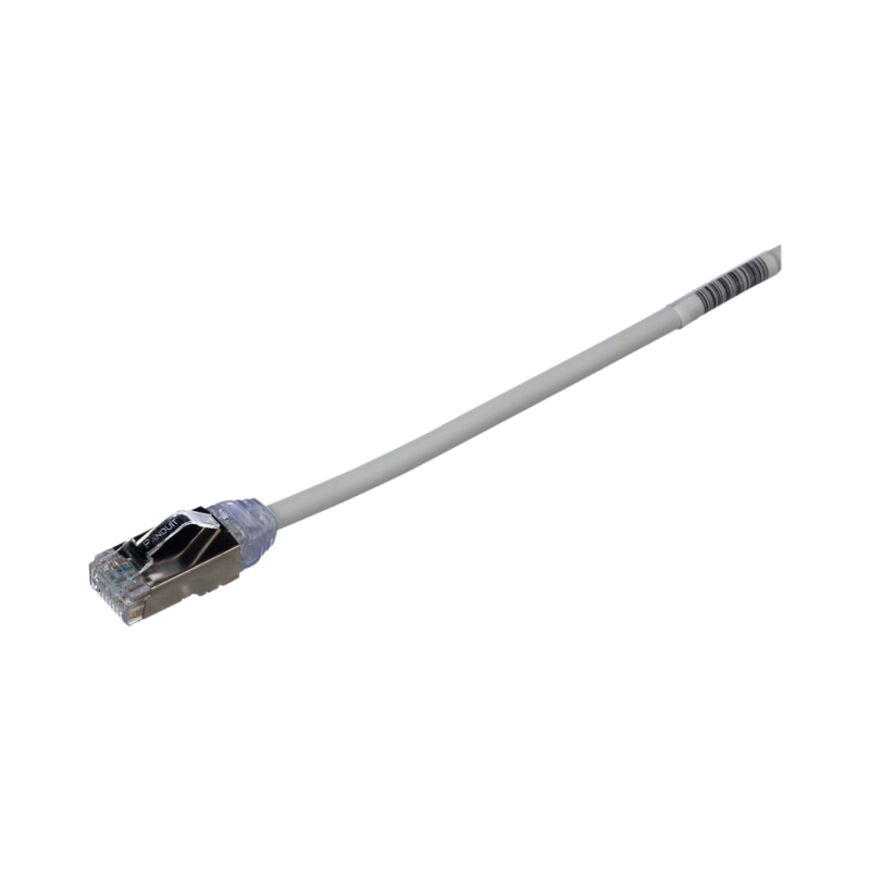 Patch Cord Cat6A, Diámetro Reducido 28 AWG, Blindado S/FTP, CM/LS0H, 1 m, Color Gris