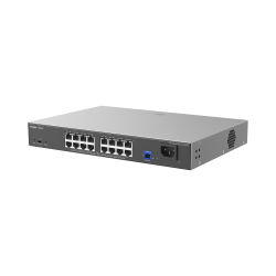 e-Lighten ONU, Switch PoE+ Hibrido, Capa 2 con un Puerto PON 1G y 16 Puertos Ethernet PoE+ 1G hasta 240 Watts y 100 Clientes