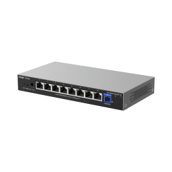 e-Lighten ONU, Switch Hibrido, Capa 2 con un Puerto PON 1G y 8 Puertos Ethernet PoE+ 1G hasta 100 Clientes