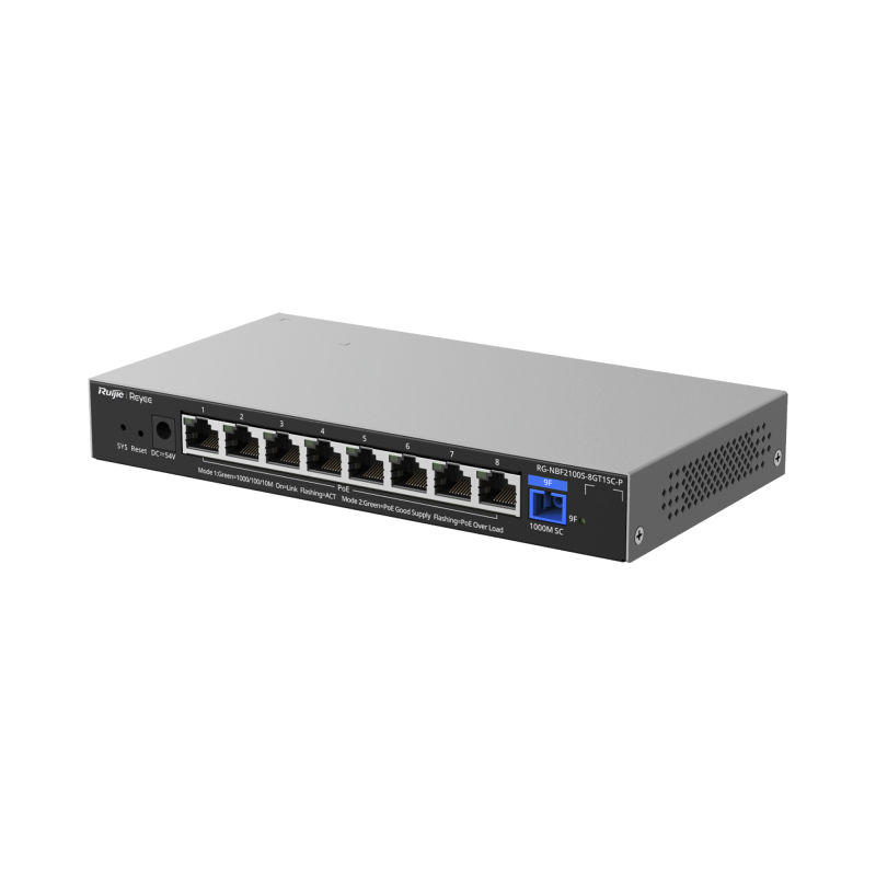 e-Lighten ONU, Switch PoE+ Hibrido, Capa 2 con un Puerto PON 1G y 8 Puertos Ethernet PoE+ 1G hasta 120 Watts y 100 Clientes