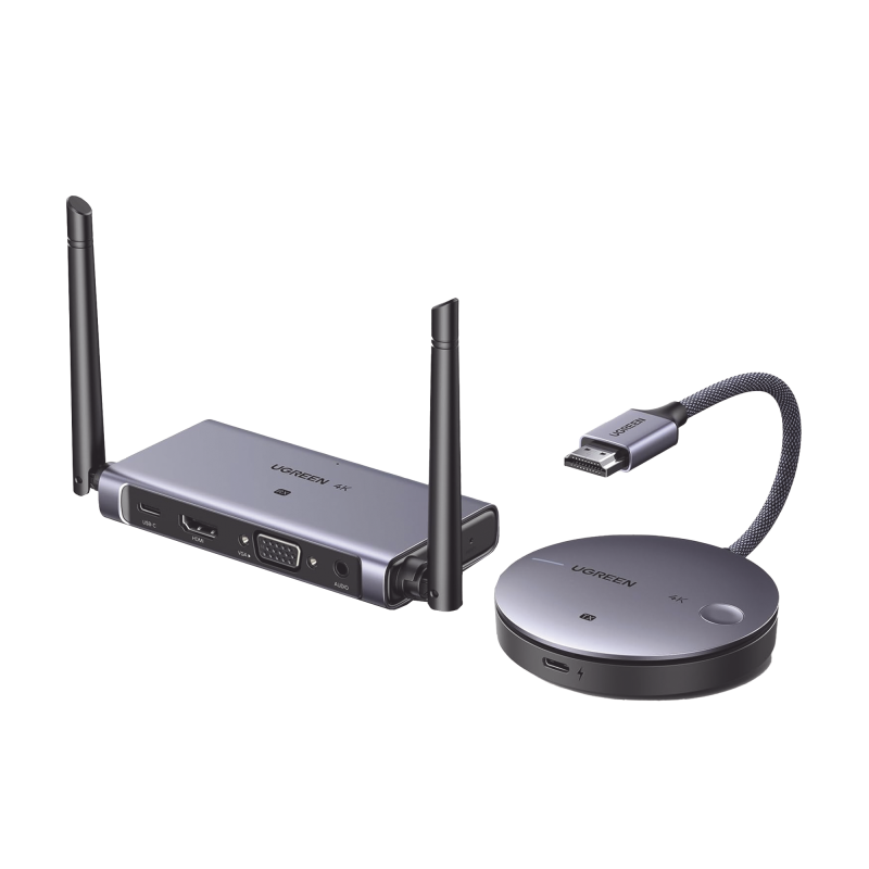 Transmisor y Receptor Inalámbrico HDMI, 50m, Salida HDMI y VGA (Simultanea), Audio 3.5mm, Efecto 3D, Luz Indicadora LED, Clic an