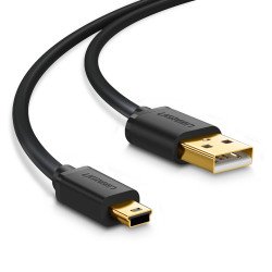 Cable USB-A 2.0 a Mini USB, 1m, Cable de Datos y Alimentación, 480Mps, Chip Inteligente, PVC, Para Discos Duros HDD o SSD, Go-Pr