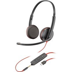 Diadema POLY Blackwire C3225 Stereo USB-C Headset, Wired, Office/Call center, 20 - 20000 Hz, 164.2 g, Headset, Black