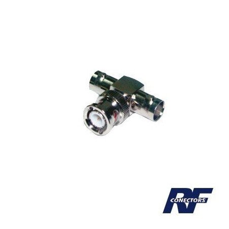Adaptador en T, de conector BNC macho a doble BNC hembra, 50 Ohm