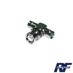 Adaptador en T, de conector BNC macho a doble BNC hembra, 50 Ohm, troq