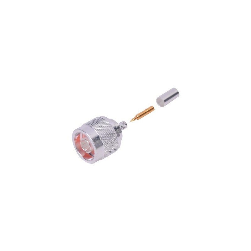 Conector N macho de anillo plegable para cable RG-142/U.
