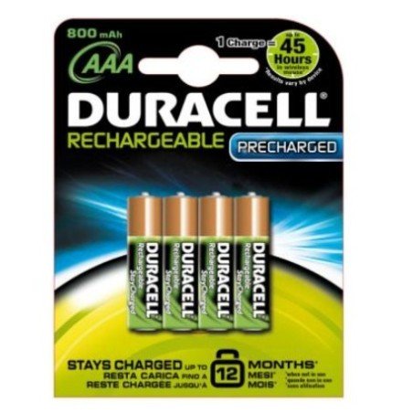 Pila Duracell, Batería recargable AAA, Níquel-metal hidruro (NiMH), 1.2 V, 4 piezas, 900 mAh