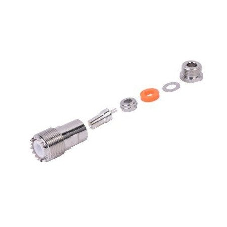 Conector UHF hembra (SO-239) de rosca para cable RG-58/U, RG-142/U.