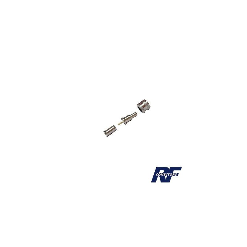 Conector Mini UHF Macho, 50 Ohm, de Anillo Plegable para Cables RG-58/U, RG-142/U, Níquel/Oro/Delrin.