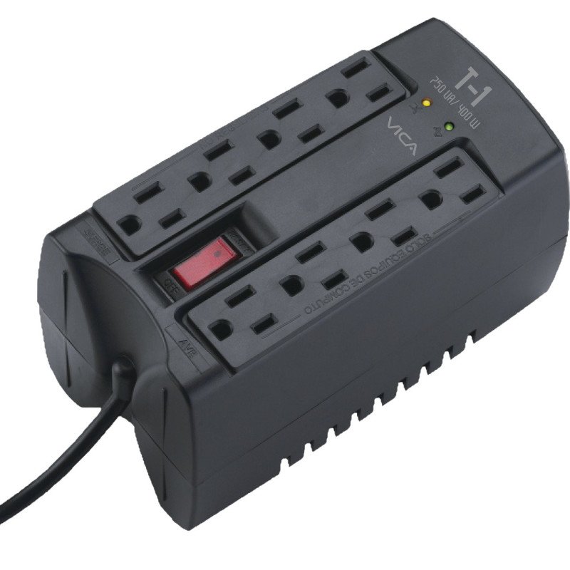 Regulador electrónico de voltaje 750 va 400 watts 8 tomas 5-15r