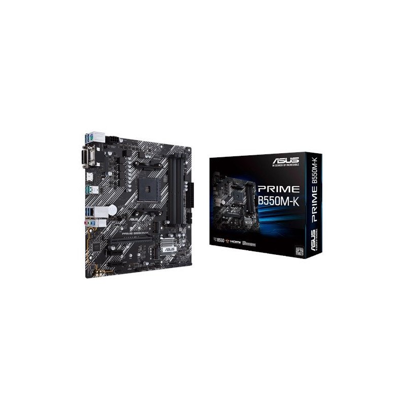 Tarjeta madre Asus PRIME B550M-K AMD S-AM4 3a gen, 4x DDR4 2666, HDMI, DVI, D-sub, m.2, 4x USB 3.2, micro ATX, gama media Tarjeta madre Asus PRIME B550M-K AMD S-AM4 3a gen, 4x DDR4 2666, HDMI, DVI, D-sub, m.2, 4x USB 3.2, micro ATX, gama media