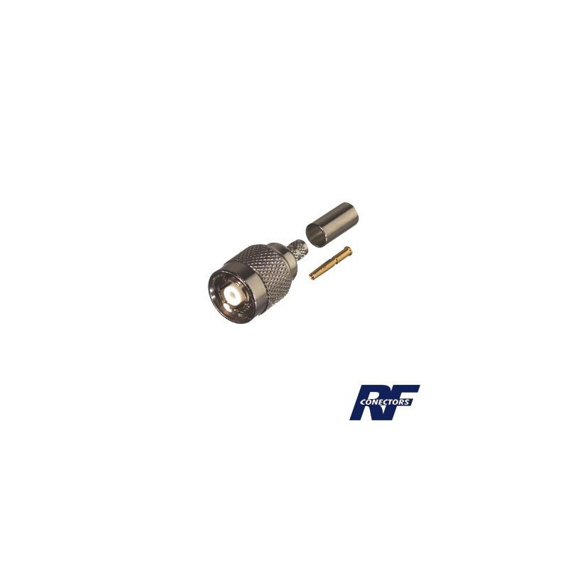 Conector TNC Macho Inverso de anillo plegable para cables RG-58/U, RG-142/U.