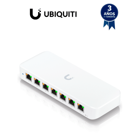 Switch UniFi Ultra capa 2, de 7 puertos POE+ de salida y 1 puerto POE++ de entrada, 202W totales, Incluye adaptador de corriente