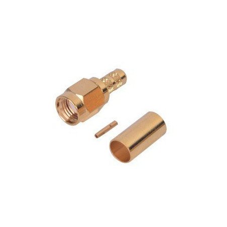 Conector SMA Macho Inverso de anillo plegable para cable RG-142/U.
