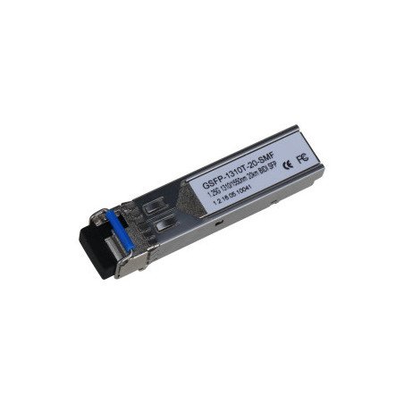Módulo de Fibra Óptica SFP, Monomodo, Transmisión Bidireccional, Conector LC, Hasta 20Km, TX 1310nm,RX 1550nm