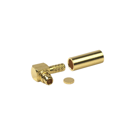 Conector MMCX Macho de Polaridad Inversa en Angulo Recto para cables RG-174/U y RG-316/U.