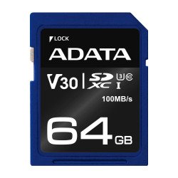 Memoria SD Adata SDXC UHS-I U3 - 64 GB, 100 MB/s, 60 MB/s, Azul, Clase 10