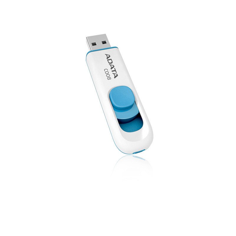 Memoria Adata 64GB USB 2.0 C008 retráctil blanco-azul