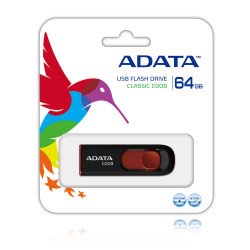 Memoria Adata 64GB USB 2.0 C008 retráctil negro-rojo