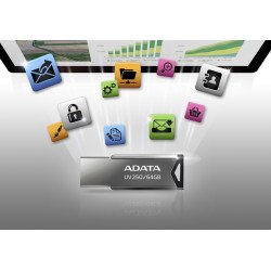 Memoria USB 2.0 Adata AUV250-16G-RBK - Plata, 16 GB, USB tipo A