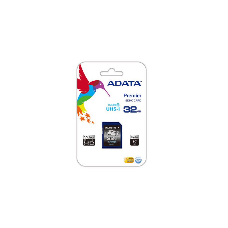 Memoria SD Adata Secure Digita Class UHS-I - 32 GB, 30 MB/s, 10 MB/s, Negro, Azul