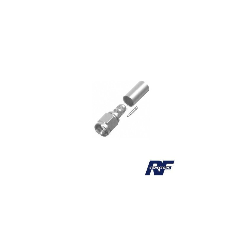 Conector SMA macho de anillo plegable para cable RG-58/u, níquel, oro, teflón.