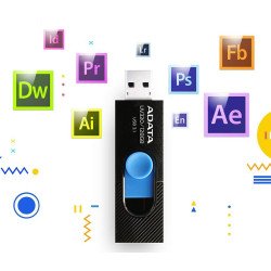 Memoria Adata 128gb USB 3.1 uv320 retráctil negro-azul