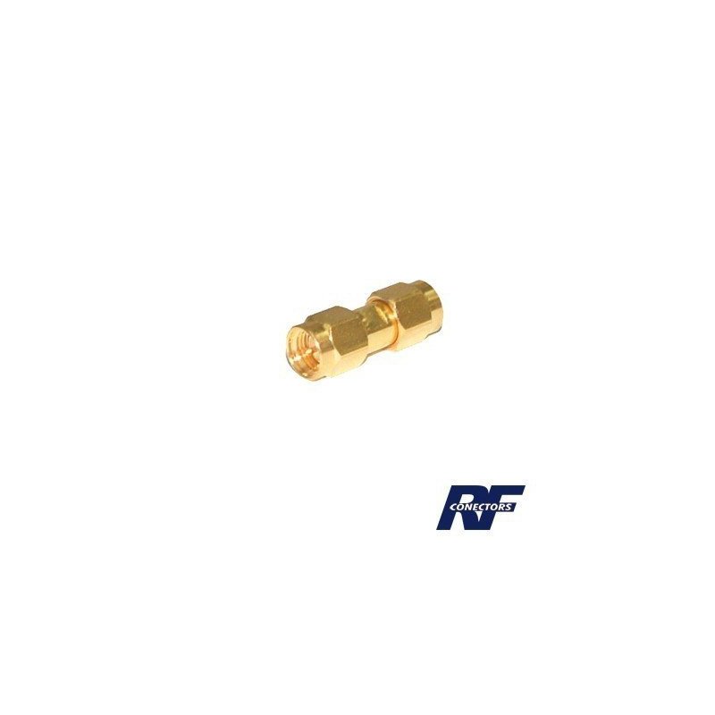 Adaptador en línea tipo barril, de conector SMA Macho a SMA Macho.
