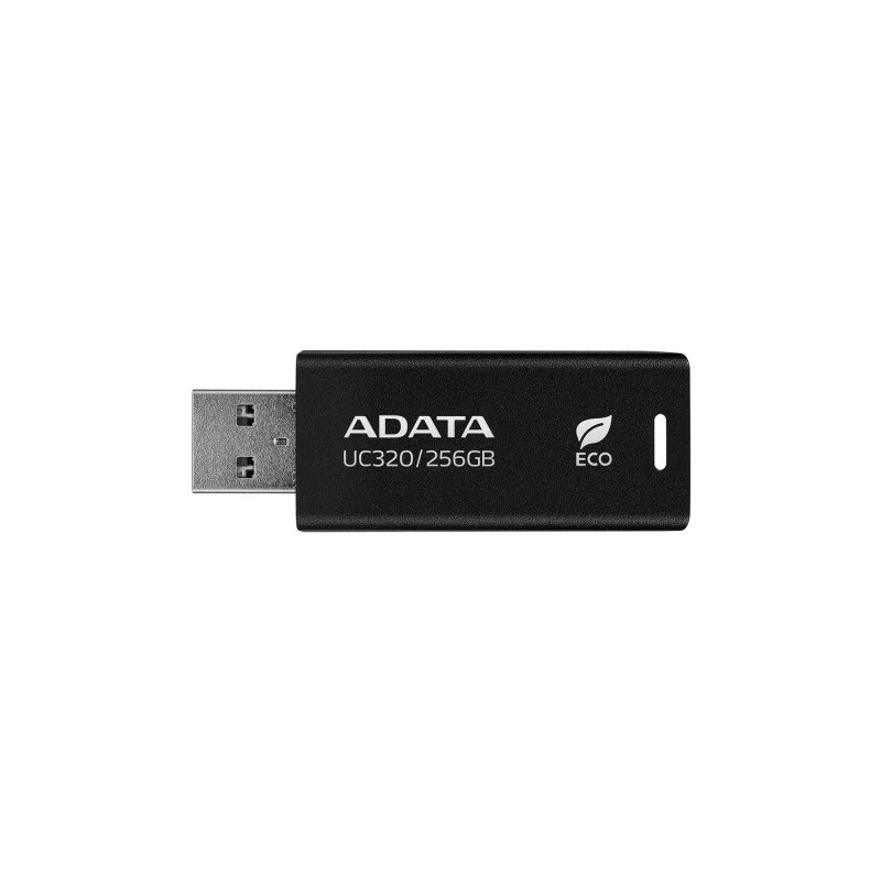 Memoria USB de 256GB UR320 3.2 Gen 1 (retro compatible 3.0 y 2.0), diseño material reciclado sin tapa. Color negro.