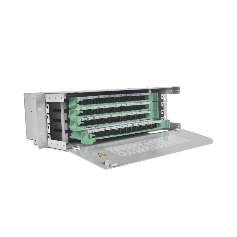 Distribuidor de fibra óptica para 48 empalmes, con 48 acopladores SC, APC y 48 pigtails, 19", 3 ur