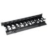Organizador de Cables Horizontal de 1U de Alta Capacidad - conducto de peine con tapa de bisagra doble, Negro, 1U
