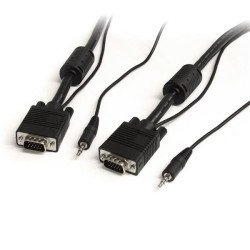 Cable coaxial StarTech.com - 7.62 m, VGA (D-Sub) + 3.5 mm, VGA (D-Sub) + 3.5 mm, Macho Macho, Negro