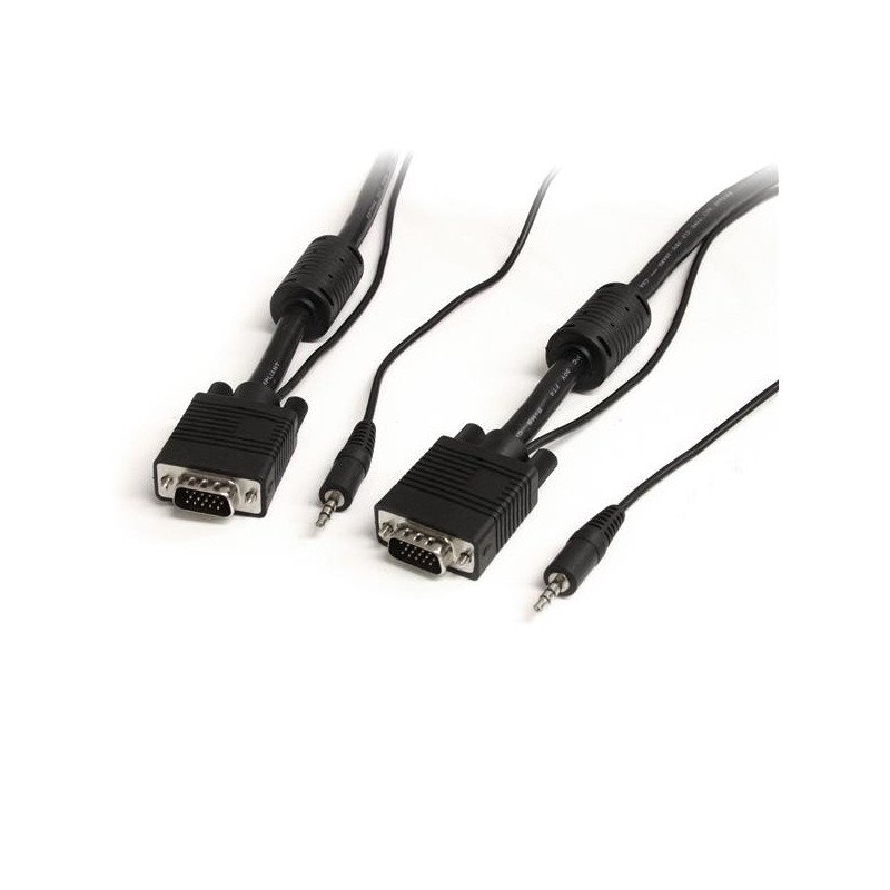 Cable coaxial StarTech.com - 7.62 m, VGA (D-Sub) + 3.5 mm, VGA (D-Sub) + 3.5 mm, Macho Macho, Negro