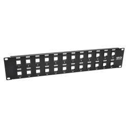 Panel de parcheo Vacío de Conexiones sin Blindaje RJ45 Keystone / Multimedia de 24 Puertos de 2U, Ethernet RJ45, USB, HDMI, Cat5