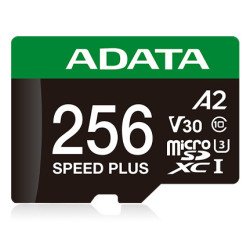 Memoria microSDXC ADATA Speed Plus, 256 GB, MicroSDXC, Clase 10, 180 MB/s, 160 MB/s, Class 3 (U3)