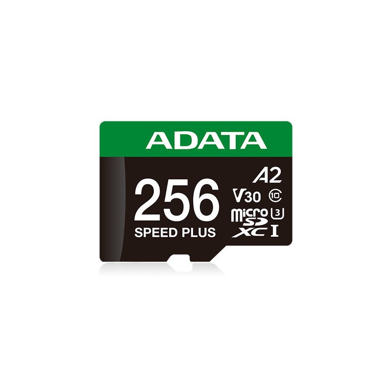Memoria microSDXC ADATA Speed Plus, 256 GB, MicroSDXC, Clase 10, 180 MB/s, 160 MB/s, Class 3 (U3) Memoria microSDXC ADATA Speed Plus, 256 GB, MicroSDXC, Clase 10, 180 MB/s, 160 MB/s, Class 3 (U3)