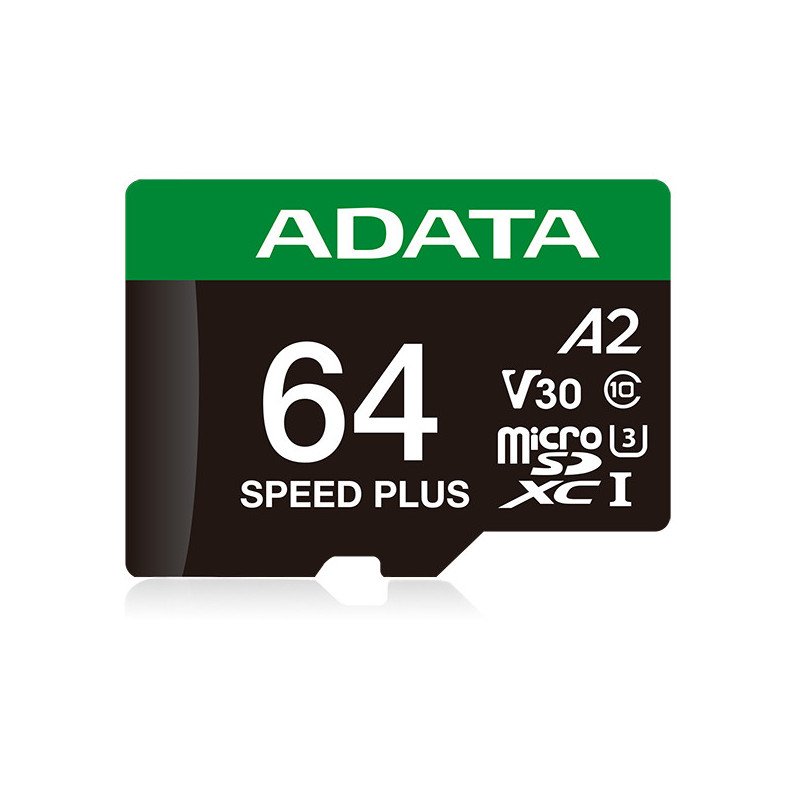 MicroSDXC ADATA Speed Plus, 64 GB, Clase 10, 160 MB/s, 140 MB/s, Class 3 (U3)