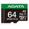 MicroSDXC ADATA Speed Plus, 64 GB, Clase 10, 160 MB/s, 140 MB/s, Class 3 (U3)