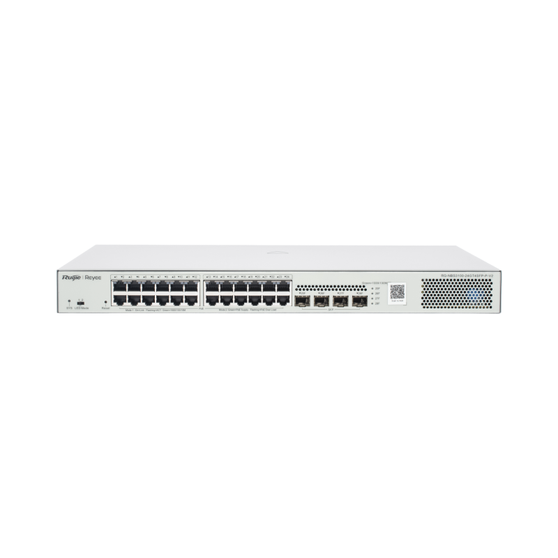 Switch Administrable L2 PoE+ hasta 370W, 24 Puertos Eth 1G, 4 puertos SFP 1G, Administración Remota en la Nube.
