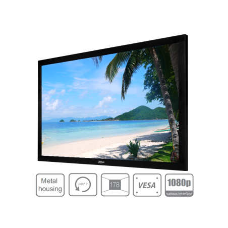 Pantalla de 49 pulgadas profesional para CCTV, F HD, Panel grado industrial, 24/7, Brillo 450 NITS, 8MS, Carcasa de metal, Alta