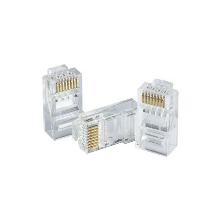 Caja con 100 Plugs RJ45 Cat5e, Chapado de Oro de 15 U", Clasificación de Resistencia al Fuego UL94V-2