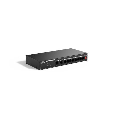 Switch PoE de 10 Puertos Fast Ethernet, 8 Puertos PoE 10, 100, 65 Watts Totales, 2 Puertos Uplink RJ-45, PoE watchdog, Hasta 250