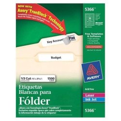 Etiquetas color blanco para folder 2/3 x 3 7/16