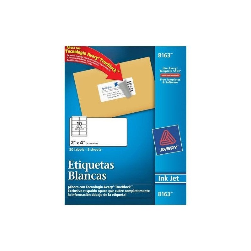 Etiquetas blancas 2X4 ink jet 92296