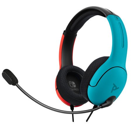 Auriculares de gaming pdp lvl40 cableado sobre la cabeza, sobre la oreja estéreo, azul neón, rojo neón, binaural, cerrado, funci